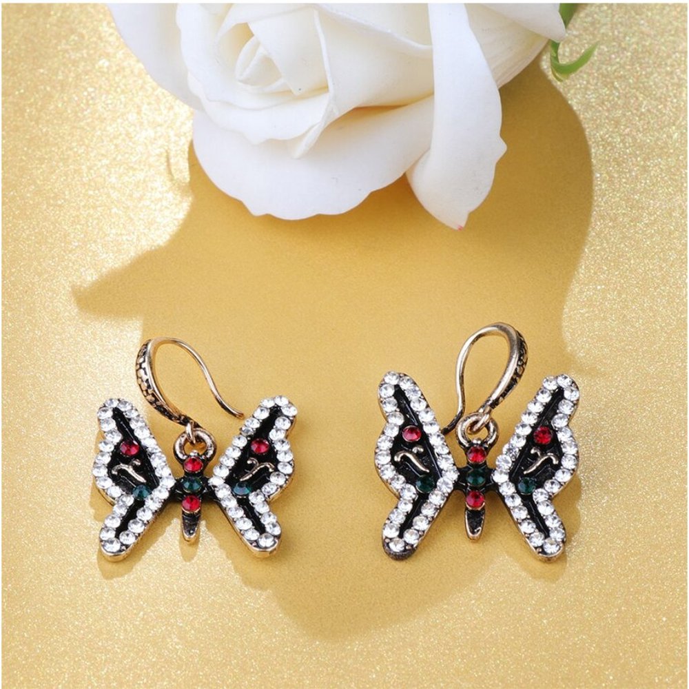 Turkish Crystal Enamel Butterfly Earrings - Picture 1 of 16